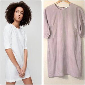 Aritzia Babaton Teilo Puff-Sleeve Linen Blend Stretch Shift Dress Lilac Size 0